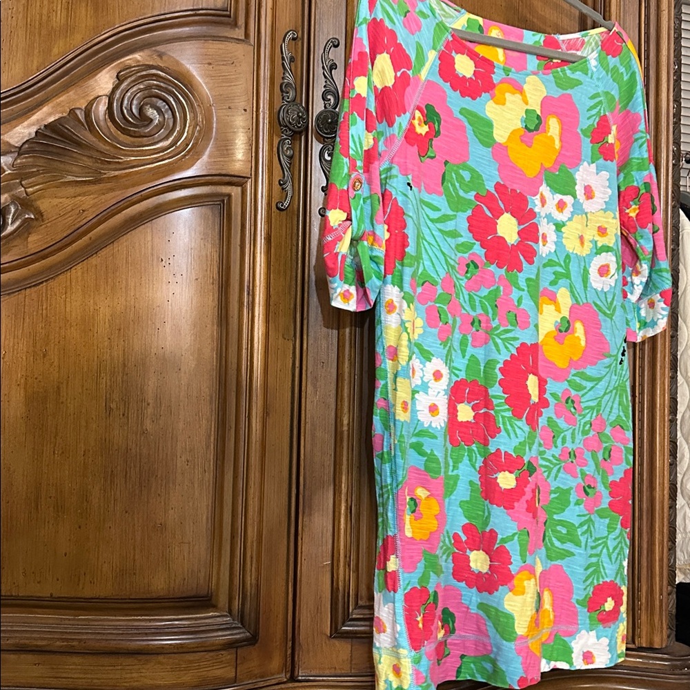 Lilly Pulitzer Camie Ants On Parade Vibrant Floral 3/4 Sleeve Dress Small
